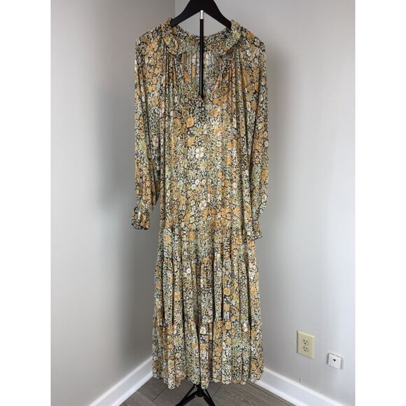 Free People Feeling Groovy Maxi Dress Floral Print Boho V-Neck M - Picture 3 of 11
